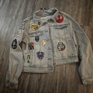 Denim Jacket with Colorful Patches